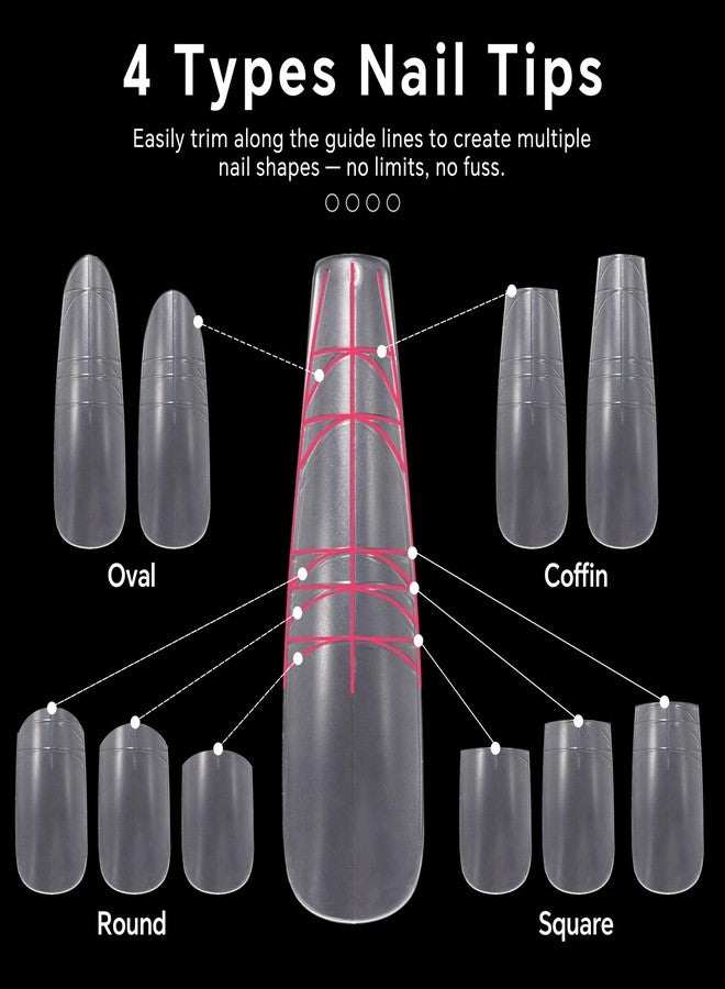 KADS 240Pcs Matte Full Cover Fake Nail Tips - 12 Sizes, Medium Long Trimmable False Nails Square Round Almond Coffin Shape, DIY Press on Nails for Manicure & Nail Art - Image 4